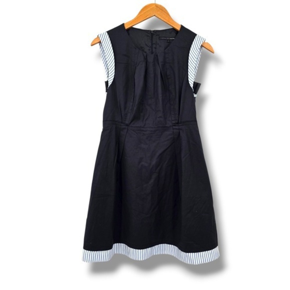 Olive Des Olive Dress Womens 2 Navy‎ Blue Sleeveless Striped Trim Fit Flare